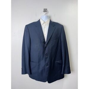 J. Press Men Navy Pinstripe Vitale Barberis Canonico Wool Sport Coat 44R